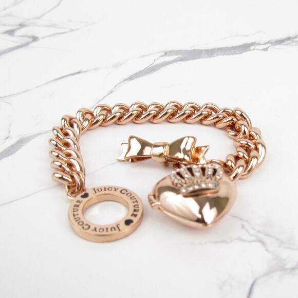 juicy Couture Bow Toggle Heart Crown Locket Bracelet - Picture 5 of 7